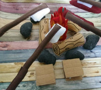 Felt Campfire - fake fire pit - pretend campfire - pretend play - camping - Bonfire - felt food - toy fire - play set for two - BIG FRENCHIES