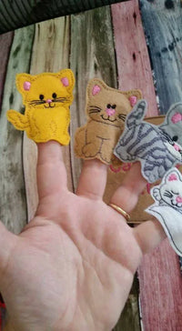 Cat Finger Puppets - cat toy - kitten finger puppet -personalized - Storage Bag - Quiet Toy - Busy Bag - Activity Bag - custom colors - BIG FRENCHIES