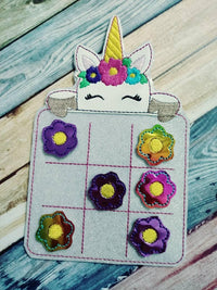 Unicorn Tic Tac Toe Game Board and Pieces - birthday party favor - Easter Basket - Classic Game - Quiet Toy Fantasy - Mythical - non food - BIG FRENCHIES