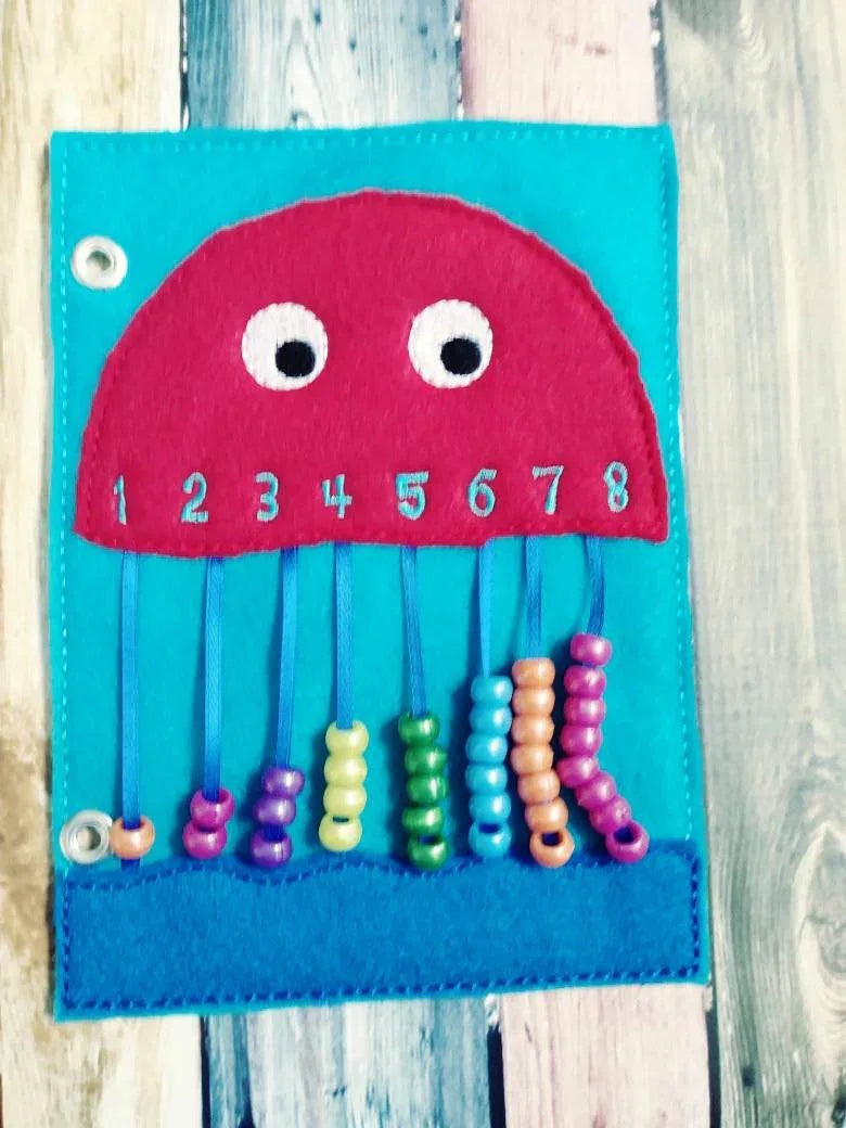 Counting quiet book page - jellyfish counting - abacus - activity page - busy book page - learning page - BIG FRENCHIES