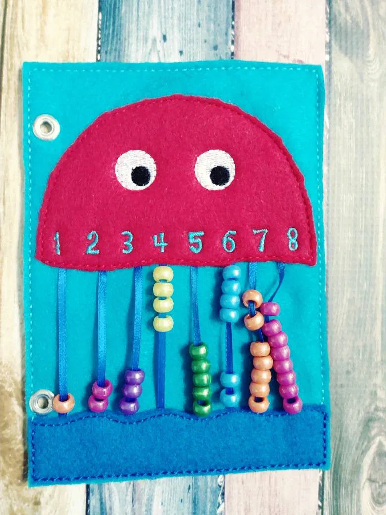 Counting quiet book page - jellyfish counting - abacus - activity page - busy book page - learning page - BIG FRENCHIES