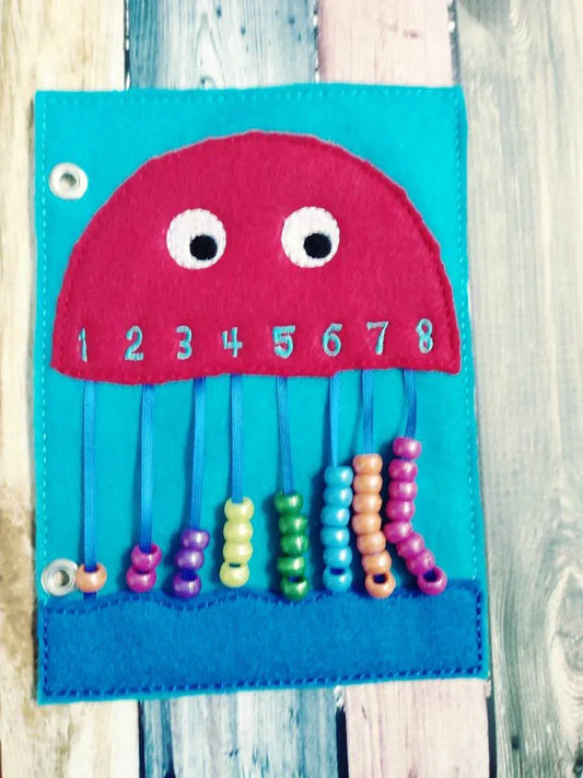 Counting quiet book page - jellyfish counting - abacus - activity page - busy book page - learning page - BIG FRENCHIES