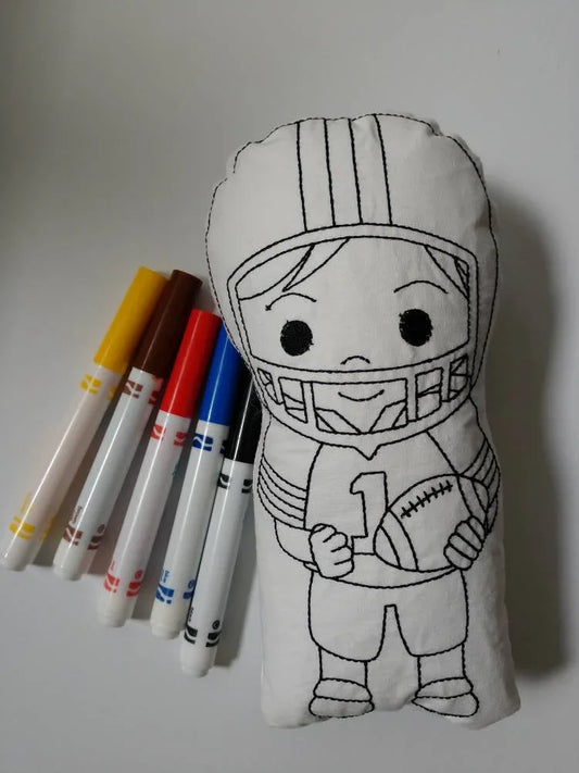 Wahasble Color me football player soft toy - gift for boy or girl - party favor - coloring toy - washable - markers - BIG FRENCHIES