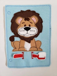 Toothbrush quiet book page - lion - activity page - busy book page - tooth - learning page - dentist - BIG FRENCHIES