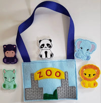 Zoo Animal Finger Puppets - zoo storage bag - Free Personalization - Quiet Toy - Busy Bag - Activity Bag - custom colors - BIG FRENCHIES