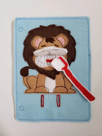 Toothbrush quiet book page - lion - activity page - busy book page - tooth - learning page - dentist - BIG FRENCHIES