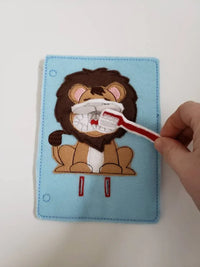 Toothbrush quiet book page - lion - activity page - busy book page - tooth - learning page - dentist - BIG FRENCHIES