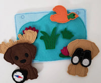Felt dog finger puppet quiet book page - activity page - busy book - learning page - BIG FRENCHIES