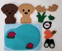 Felt dog finger puppet quiet book page - activity page - busy book - learning page - BIG FRENCHIES