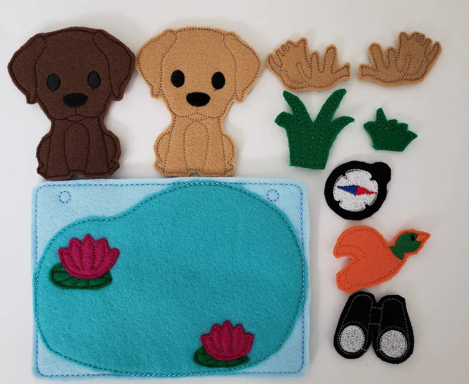 Felt dog finger puppet quiet book page - activity page - busy book - learning page - BIG FRENCHIES