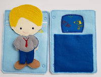 Astronaut boy felt paper doll - doll clothes storage - quiet activity page - busy book page - BIG FRENCHIES