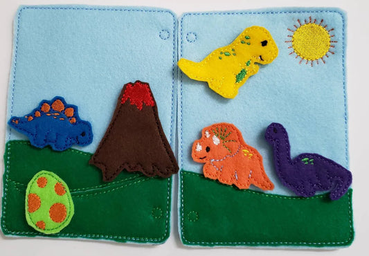 Quiet book page Dinosaur - toddler - preschool - Busy Book - Activity Book - Interactive - BIG FRENCHIES