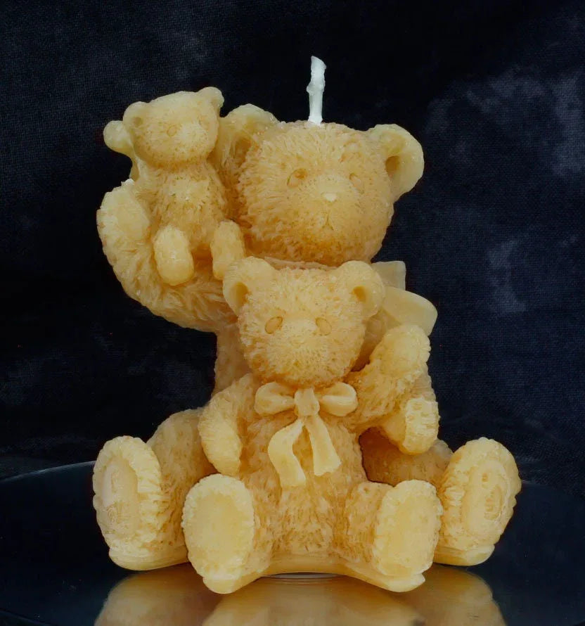 Teddy Bear Family Beeswax Candle - BIG FRENCHIES