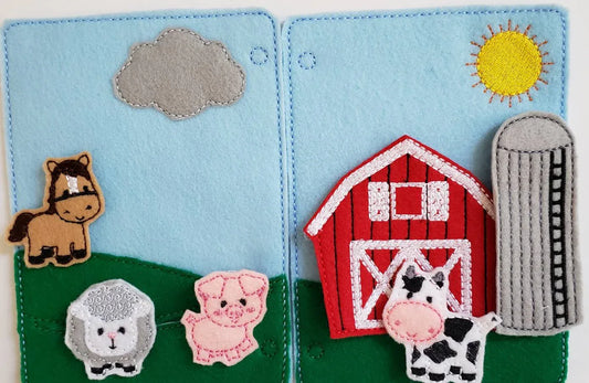 Farm Animal Felt Quiet Book Page - Busy Book - Activity Book - learning board - Interactive - Barn - Horse - Sheep - pig - cow - BIG FRENCHIES