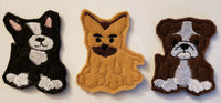 Dog Finger Puppets - dog toy - puppy finger puppet -personalized - Storage Bag - Quiet Toy - Busy Bag - Activity Bag - custom colors - BIG FRENCHIES