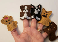 Dog Finger Puppets - dog toy - puppy finger puppet -personalized - Storage Bag - Quiet Toy - Busy Bag - Activity Bag - custom colors - BIG FRENCHIES