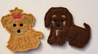Dog Finger Puppets - dog toy - puppy finger puppet -personalized - Storage Bag - Quiet Toy - Busy Bag - Activity Bag - custom colors - BIG FRENCHIES