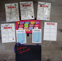 Waitress play set - Restaurant toys - Restaurant play set - pretend restaurant - pretend menus - pretend play - play kitchen- pocket apron - BIG FRENCHIES