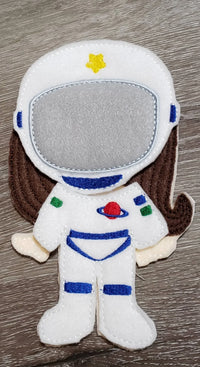Astronaut girl felt paper doll - doll clothes storage - quiet activity page - busy book page - BIG FRENCHIES