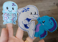 Felt finger puppet animal - Ocean Animal quiet book page - Gift for kids - Party Favor - baby shower gift - Under the Sea - sea creatures - BIG FRENCHIES