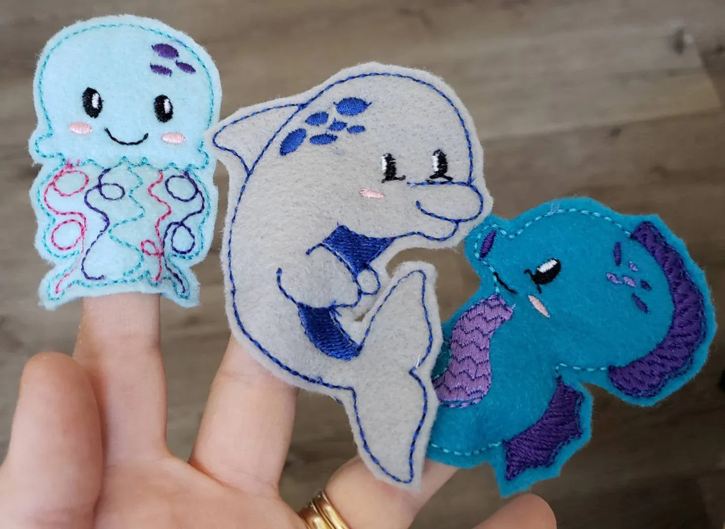 Felt finger puppet animal - Ocean Animal quiet book page - Gift for kids - Party Favor - baby shower gift - Under the Sea - sea creatures - BIG FRENCHIES