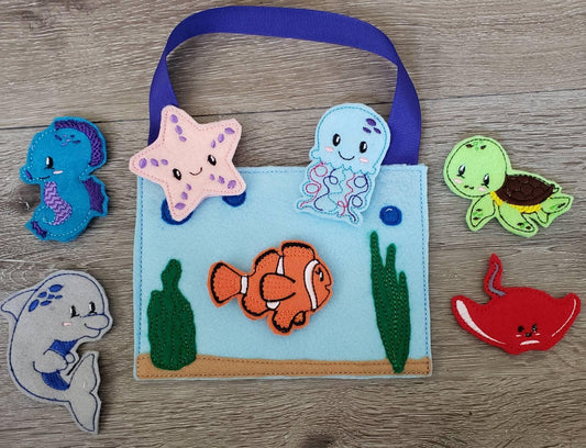 Felt finger puppet animal - Ocean Animal quiet book page - Gift for kids - Party Favor - baby shower gift - Under the Sea - sea creatures - BIG FRENCHIES
