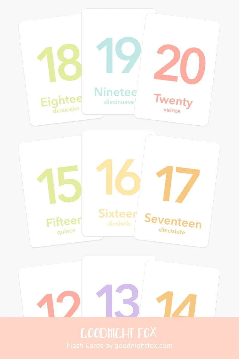 Counting Flashcards, Numbers 1 to 20 - BIG FRENCHIES