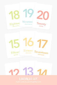 Counting Flashcards, Numbers 1 to 20