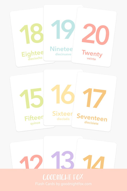 Counting Flashcards, Numbers 1 to 20