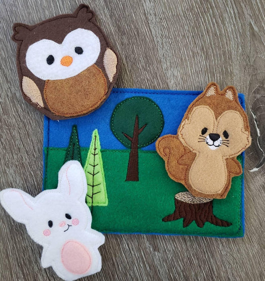 Felt finger puppet animal - Woodland Animal quiet book page - Gift for kids - habitat - forest animals - learning toy - animals and biomes - BIG FRENCHIES