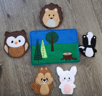 Felt finger puppet animal - Woodland Animal quiet book page - Gift for kids - habitat - forest animals - learning toy - animals and biomes - BIG FRENCHIES