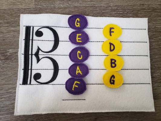 Learn How To Read Music - Quiet game board - music teacher tool- Felt Music Game - Movable Music Notes - alto clef - Music Scale - BIG FRENCHIES
