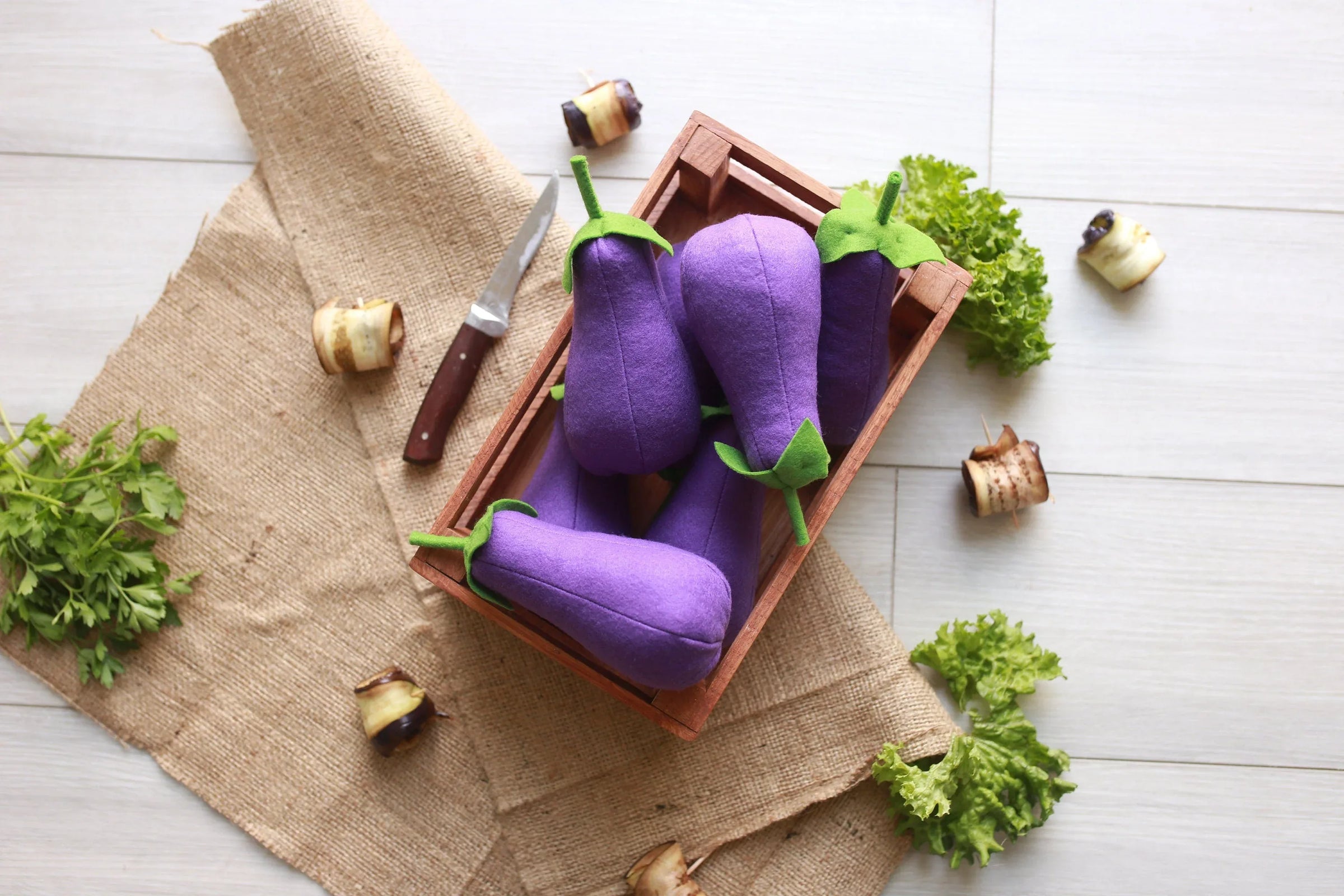 Eggplant felt vegetables - BIG FRENCHIES