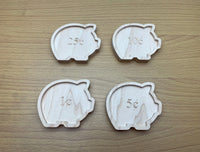 Set of 4 Wooden Pig Money Sorting Trays for Cents - BIG FRENCHIES