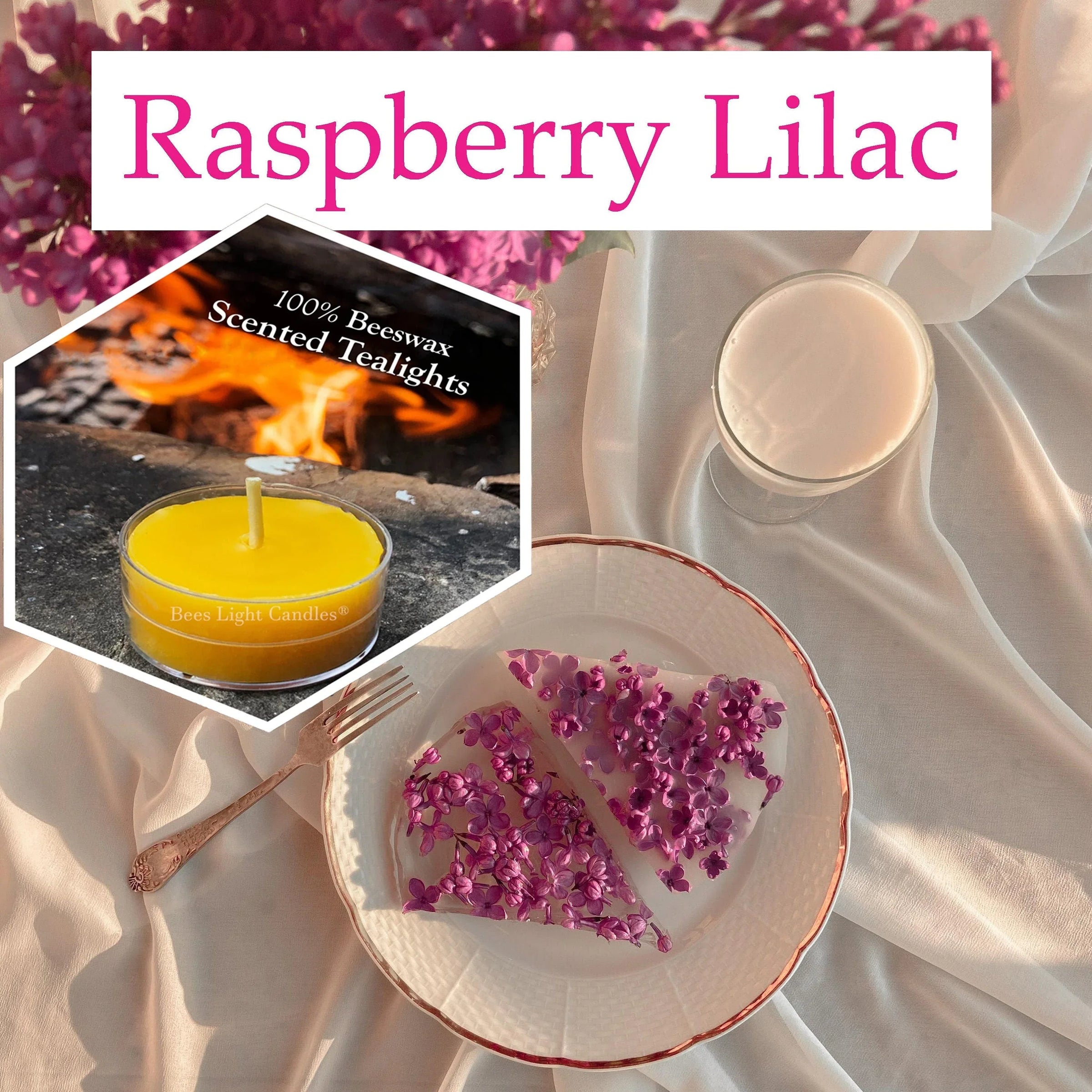 Raspberry Lilac Scented Beeswax Tealight Candles - BIG FRENCHIES