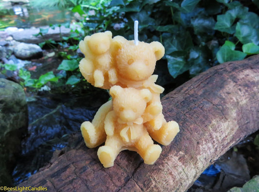 Teddy Bear Family Beeswax Candle - BIG FRENCHIES