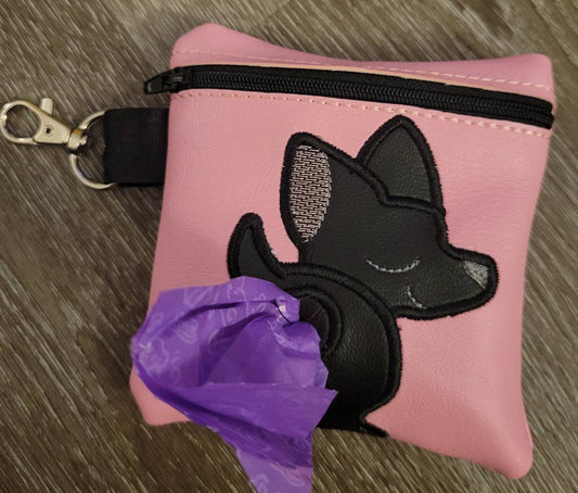 Black Chihuahua Poop Bag Pouch - gift for dog lover - Zipper Bag Holder- Gift for Dog Walker - veterinarian - dog breed - dog groomer - BIG FRENCHIES