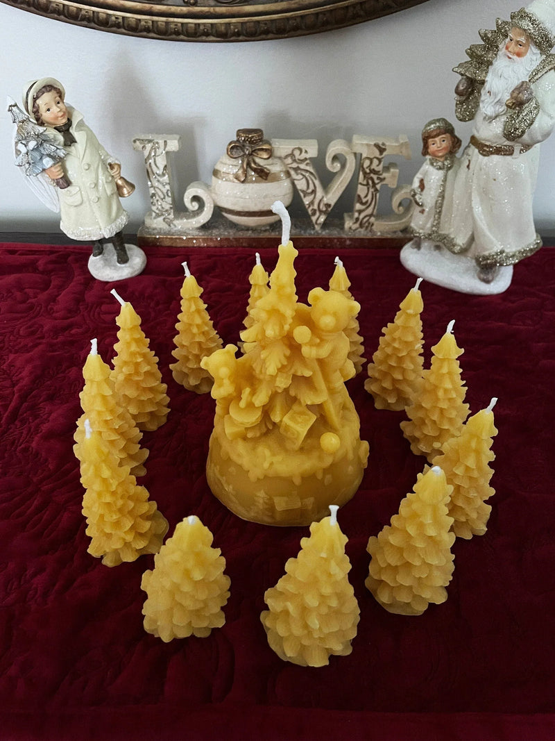 Teddy Bear Christmas Tree Beeswax Candles - BIG FRENCHIES