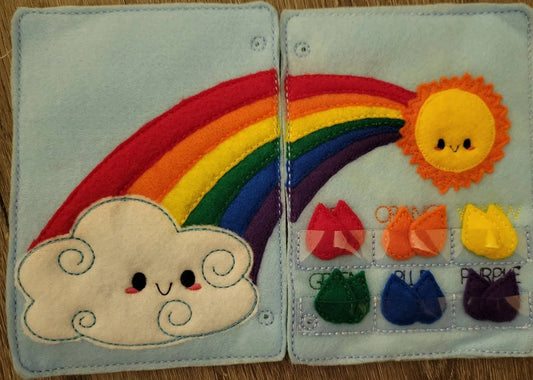 Color match Quiet book page - rainbow - color sorting - rain drops - counting game - educational - learning toy - BIG FRENCHIES