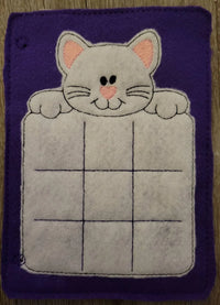 Cat Tic Tac Toe Game Board Quiet Book Page with mice and yarn ball pieces - birthday party favor - stocking stuffer - Classic Game - BIG FRENCHIES