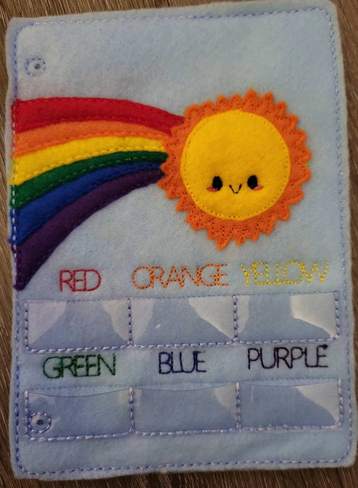 Color match Quiet book page - rainbow - color sorting - rain drops - c ...