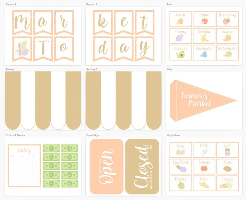 Farmer's Market Printable Dramatic Play Set - BIG FRENCHIES
