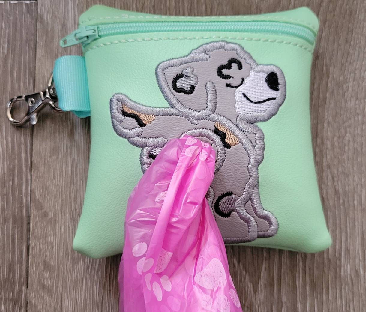 Aussie Doodle Poop Bag Pouch - gift for dog lover - Zippered poop bag holder- Gift for Dog Walker - veterinarian - dog groomer - BIG FRENCHIES