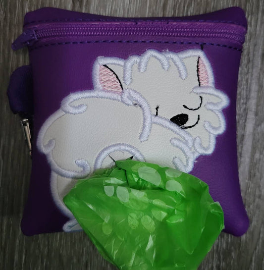 White Pomeranian Poop Bag Pouch - gift for dog lover - Zippered poop bag holder- Gift for Dog Walker - veterinarian - dog groomer - BIG FRENCHIES