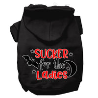 Halloween Pet Hoodie Screen Printed, "Sucker For The Ladies"