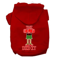 Christmas Pet Hoodie Screen Printed, "The Elf Did It"