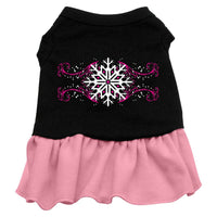 Winter Pet Dress Screen Printed, "Pink Snowflake"