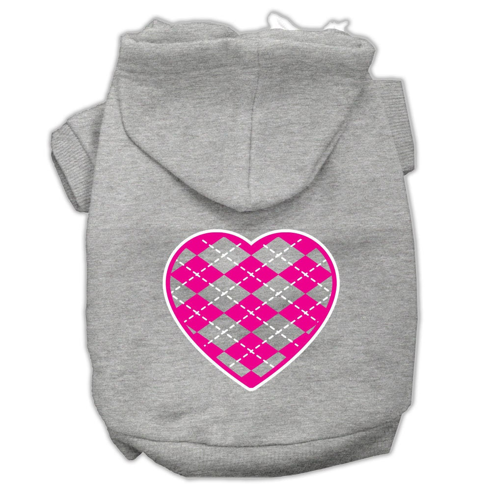 Pet Hoodie "Pink Argyle Heart"