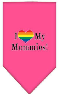Pet and Dog Bandana Screen Printed, "I Heart My Mommies"