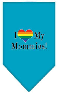 Pet and Dog Bandana Screen Printed, "I Heart My Mommies"